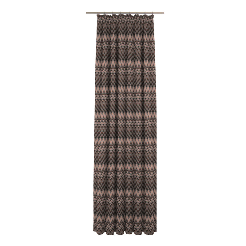 Kurtus Room Darkening Curtain Single Panel, 132 W x 225 D cm, Brown/Black/Grey