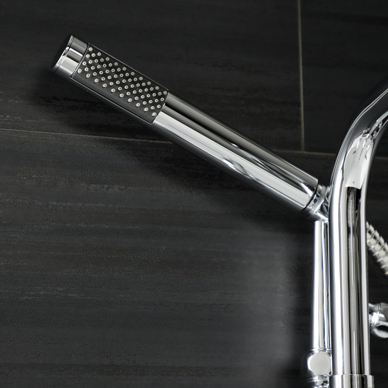 Polished Chrome Wall Mount Clawfoot Tub Faucet with Handheld Shower