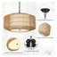 Lustre 4 lumières en rotin bohème avec abat-jour en tissu et hauteur réglable.  