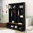 Wide Hall Tree with Open Shelves, Hooks and Entryway Bench-1730017820