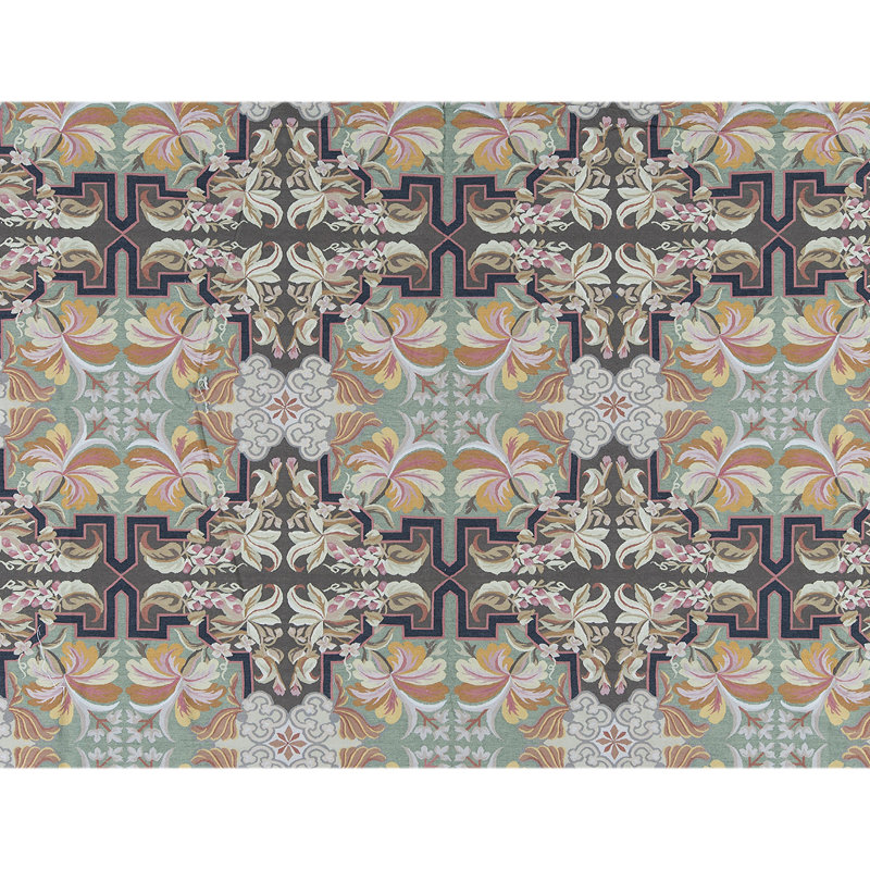 Hand-Knotted High-Quality Green and Green Area Rug