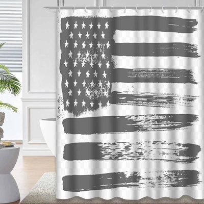 Rideau de douche blanc à 12 crochets Grunge Flag