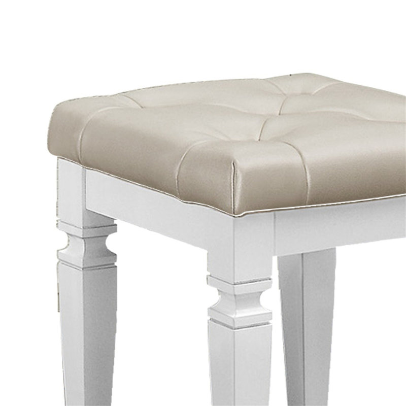 Tabouret de coiffeuse 1 pièce Modern Glam, Blanc, Blanc