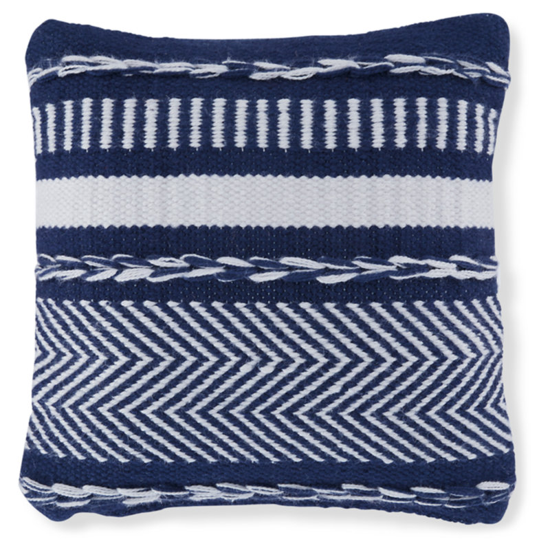 Lonniel Outdoor Reversible Throw Pillow, Navy/White