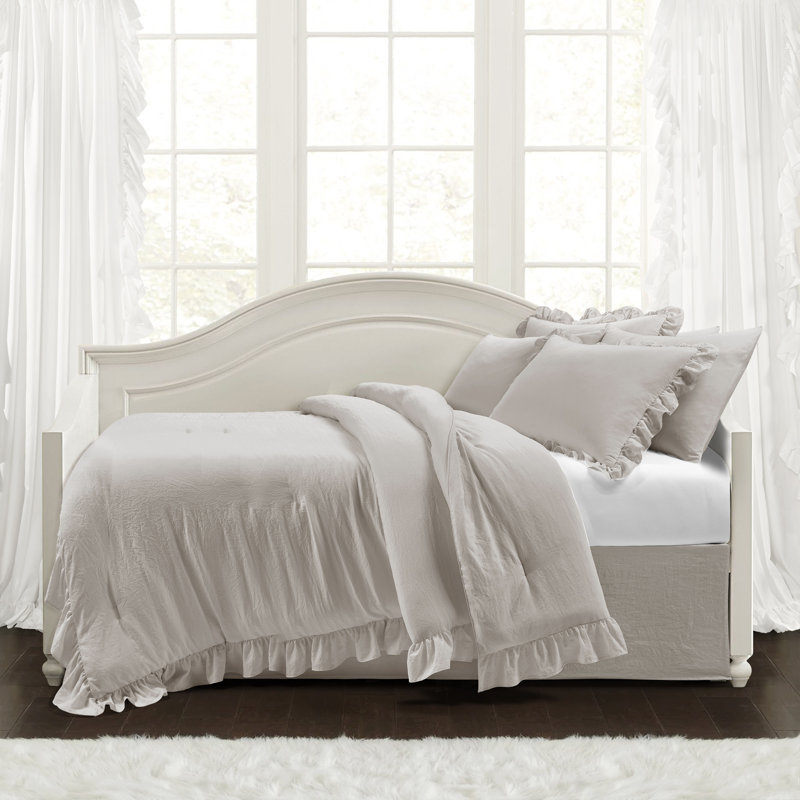 Reyna Microfiber 6 Piece Comforter Set, Light Gray