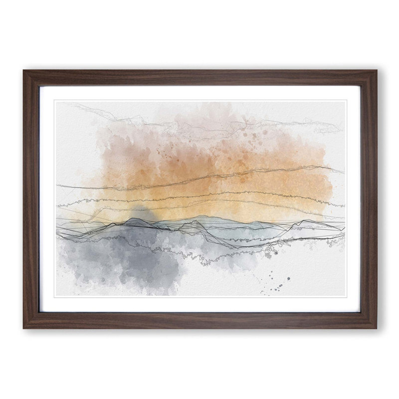 Mountains in Marbella Spain in Abstract - Picture Frame Graphic Art Print, 27cm H x 36cm W x 2cm D, Walnut Framed