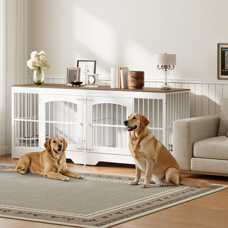 74.8” Dog Crate Furniture for 2 Dogs