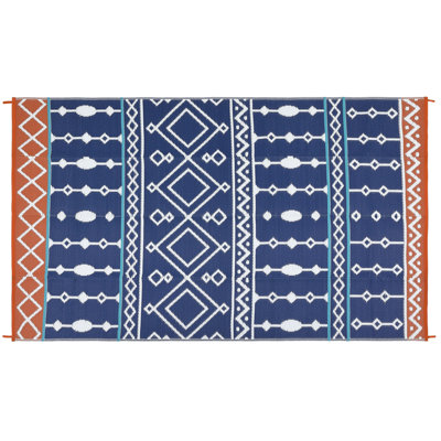 Tapis d'extérieur réversible en plastique tissé réversible 8 pi x 10 pi, résistant à l'eau, à séchage rapide et pliable, pour patio, camping, camping-car ou plage