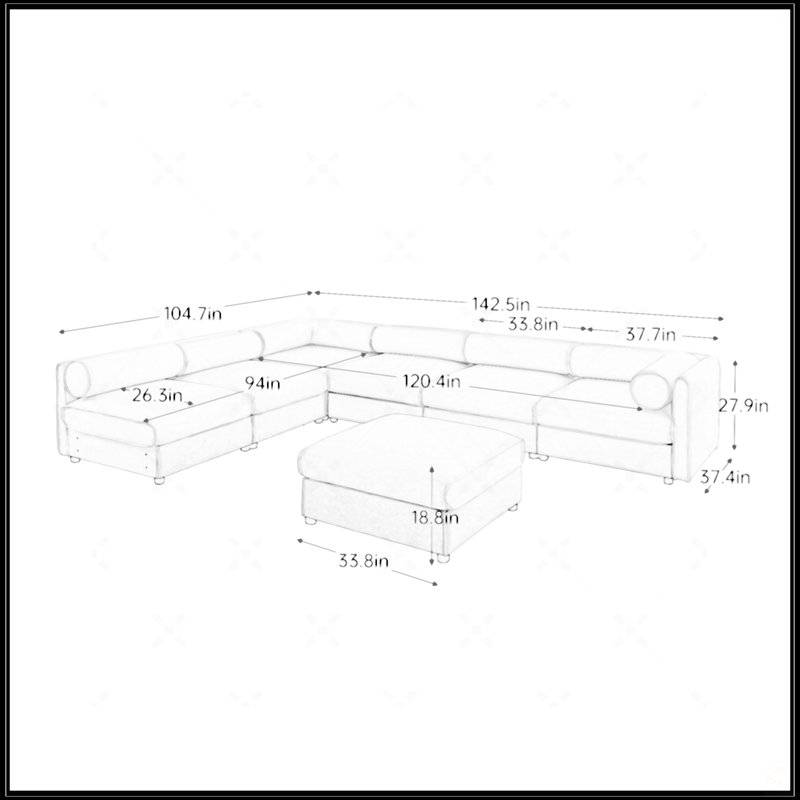 Canapé modulaire moderne avec rangement 6 pièces Modern