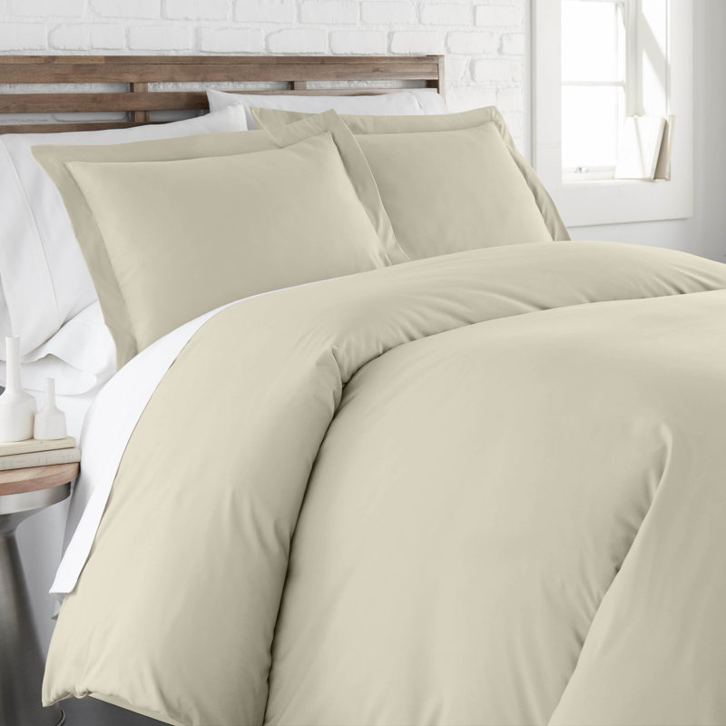 Housse de couette Southshore Basics de Southshore Fine Linens, coloris Écru, en microfibre doublement brossée 90 g/m², fermeture éclair invisible et attaches aux coins, 1 taie d'oreiller, 1 place/1 place XL.