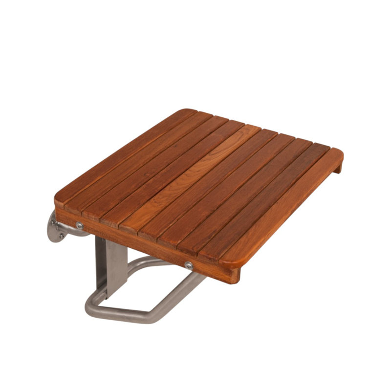 Banc de douche rectangulaire en teck brun 14 po x 18 po