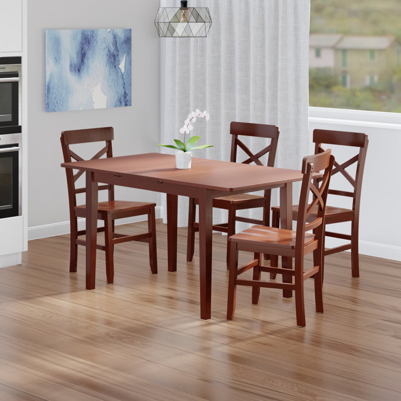 Table de salle à manger Chadwell, ensemble de 5 pièces avec chaises à dossier en noyer