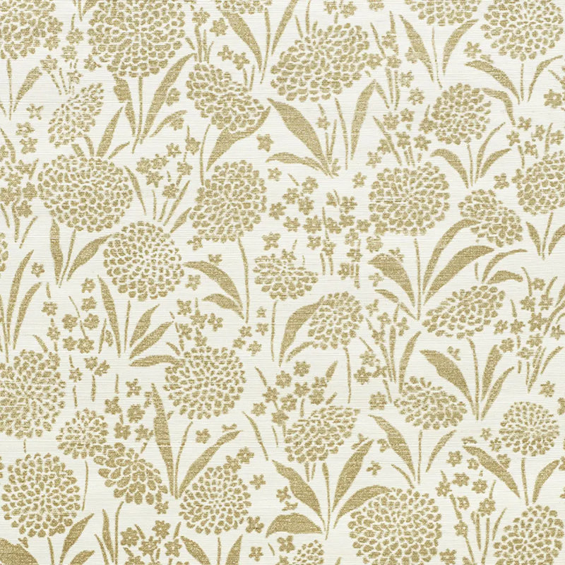 Chrysanthemum Sisal Wallpaper, Gold