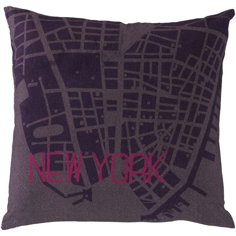 City Maps Novelty Cotton Throw Pillow, 22" x 22", Down