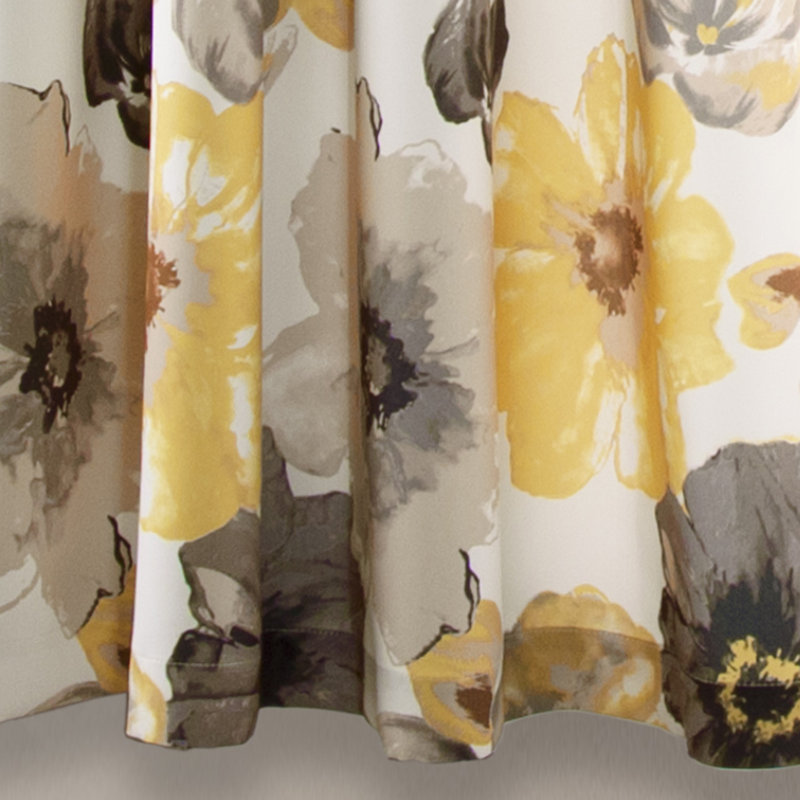 Leah Room Darkening Curtain Pair, Yellow/Gray, 52"W x 63"L