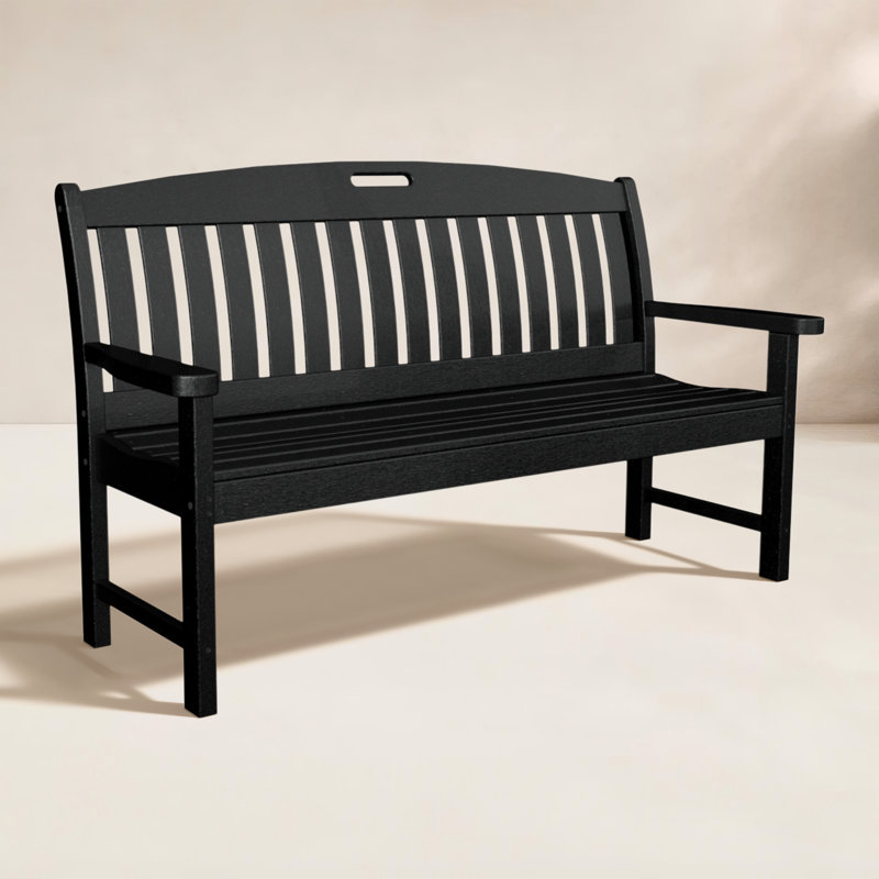 POLYWOOD Nautical Bench, Black, 37.5" H x 63.75" W x 25" D