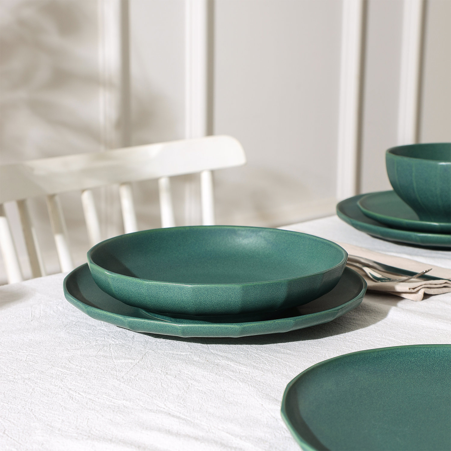 Rio Stoneware Pasta Bowl, Green