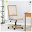 Chaise de bureau rustique pivotante et relevable en tissu beige et naturel