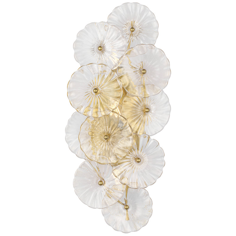 Julie Neill Gianna 21" Layered Sconce with Clear Glass, Hand-Rubbed Antique Brass, Gold