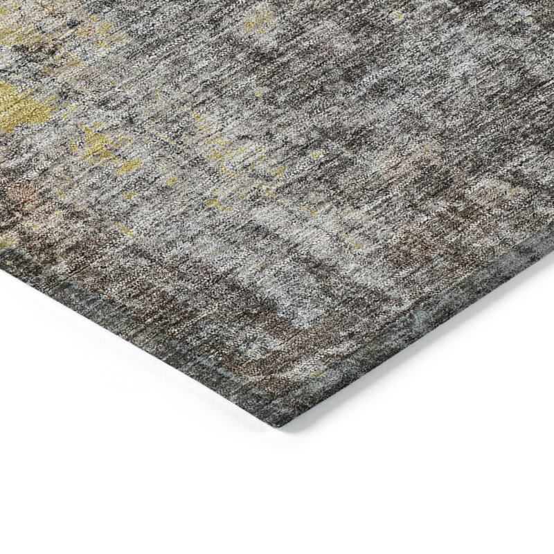Tapis intérieur lavable abstrait doré 5 pi x 8 pi