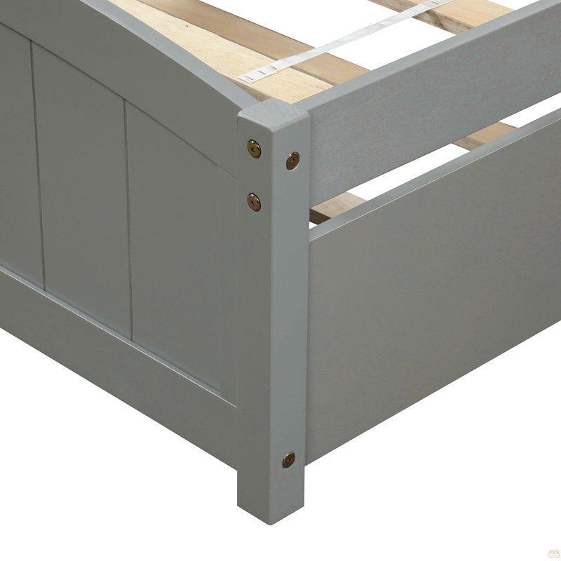 Lit plateforme simple avec lit gigogne, Gris