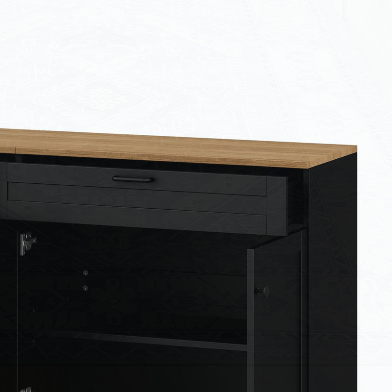 Versatile Wood Grain Sideboard with Adjustable Shelves