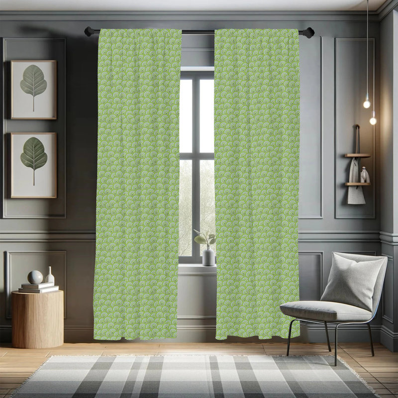 Feather Geometric Semi-Sheer Rod Pocket Curtain Panels, 28" W x 84" L