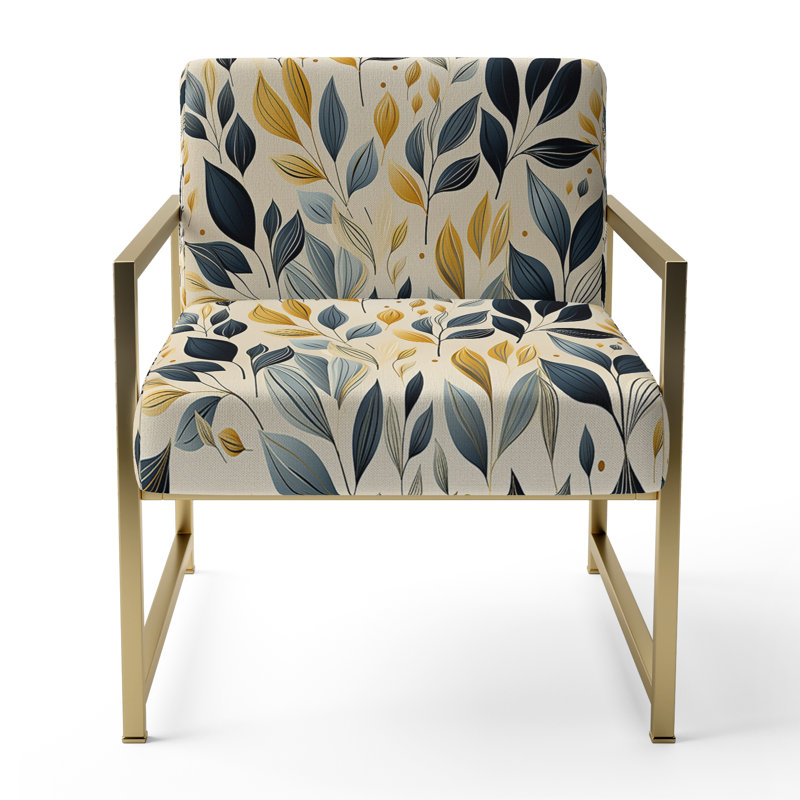 Chaise d'appoint rembourrée à motif floral Modern Modern Patterns, Doré
