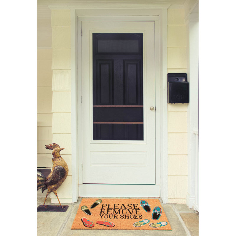 Tapis d'extérieur Hartfield Veuillez retirer vos chaussures, Rectangle 1 pi 6 po x 2 pi 6 po