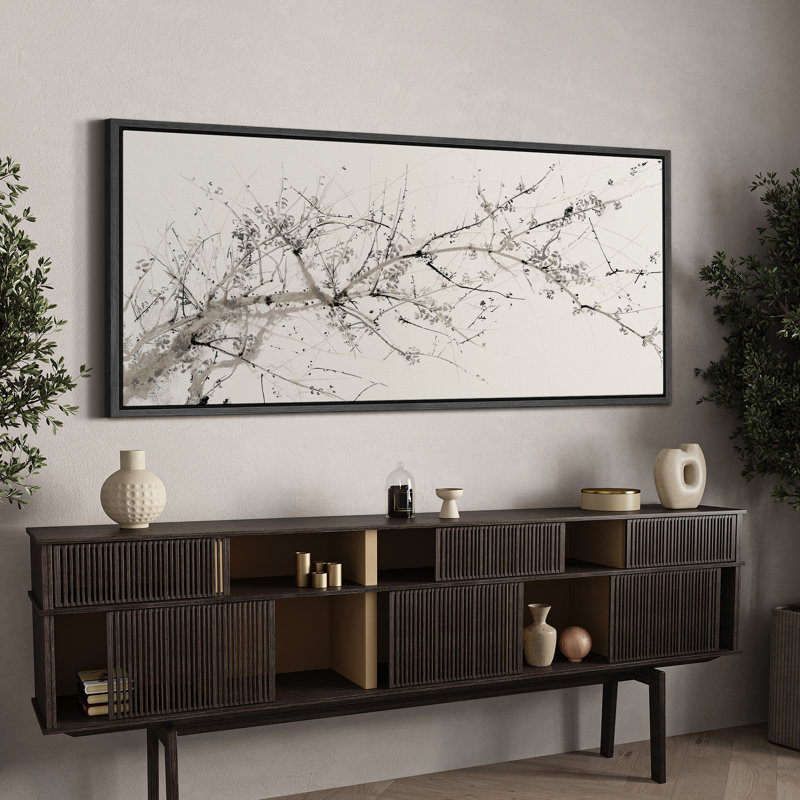 «Chinoiserie», encre minimaliste antique, décoration rétro, très grand, reproduction d'art, art mural, chambre à coucher