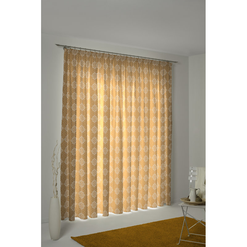 Heilwood Pencil Pleat Curtain, Curry, 145cm Width x 145cm Drop
