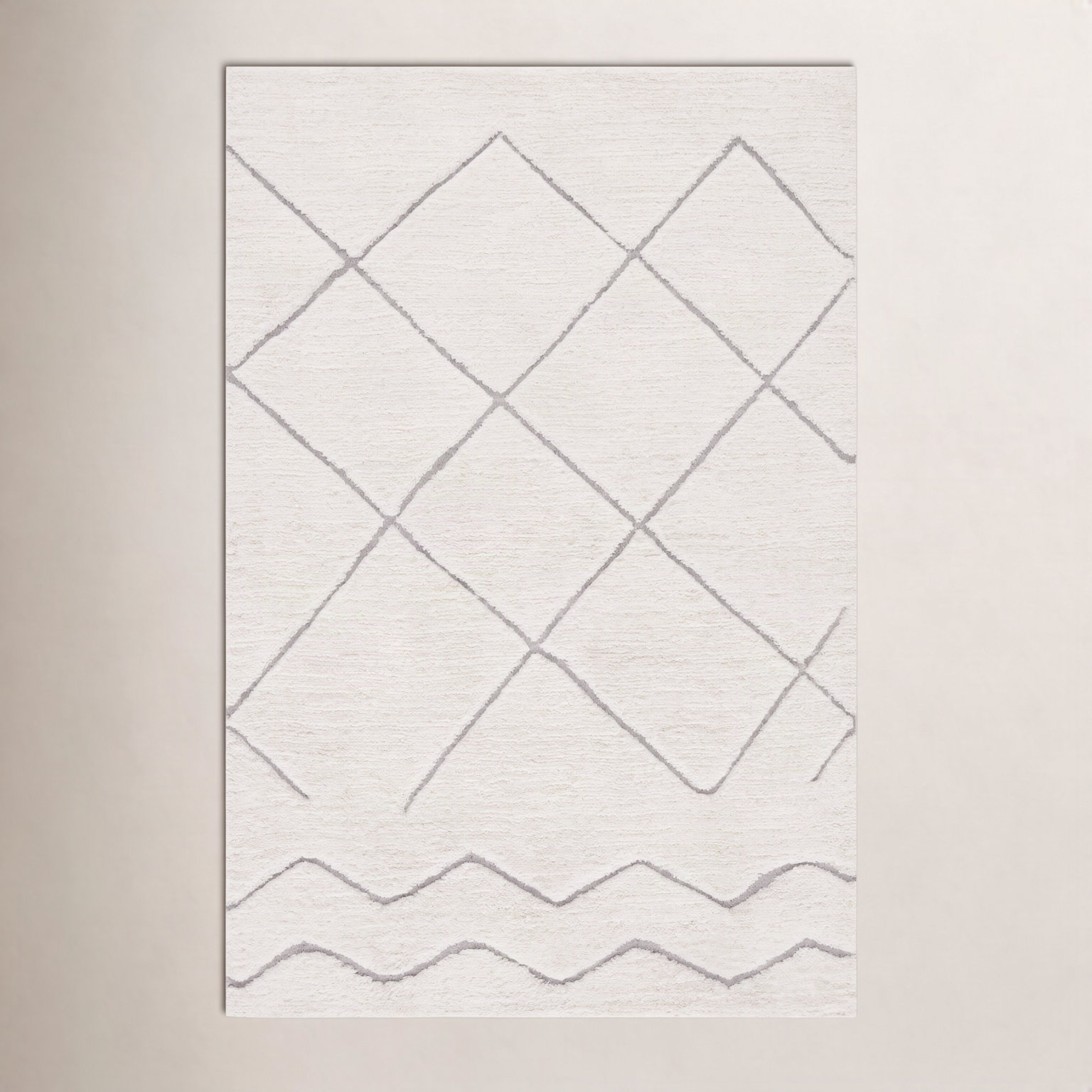 Henrie Ivory Gray Hand-Woven Geometric Rug, Rectangle 8' x 10'