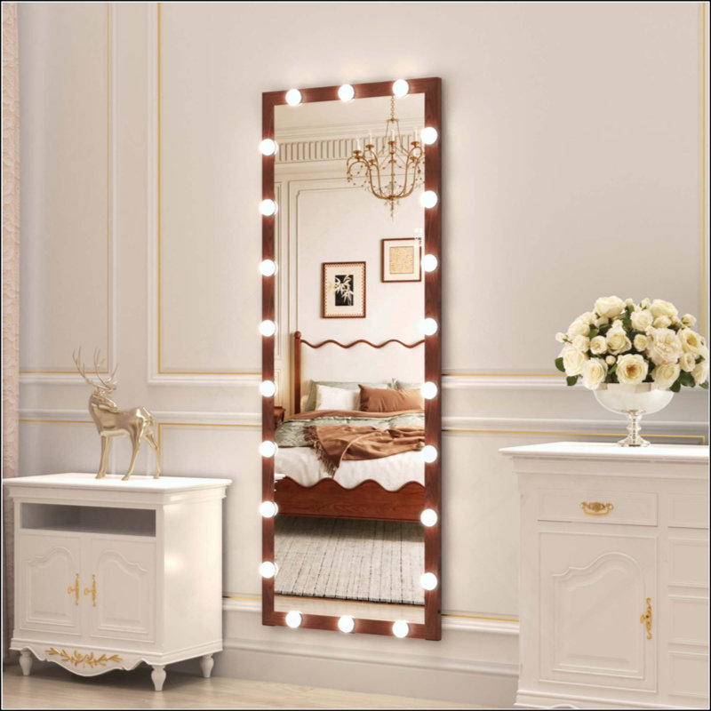 Miroir de salle de bain Hollywood, Noyer