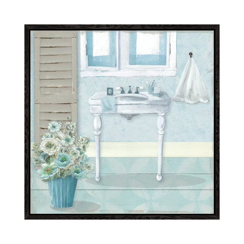 Teal Sink I by Carol Robinson - Painting on Canvas, 93.98 cm H x 93.98 cm W, Black Framed