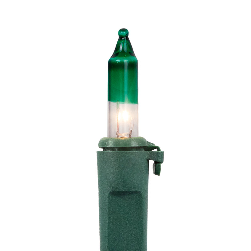 Mini Christmas Light Set - Green Wire, Clear/Green, 258"