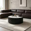 Table basse de 75 cm (29,53 po) avec dessus en pierre frittée noire pour salon-133968159-133968160