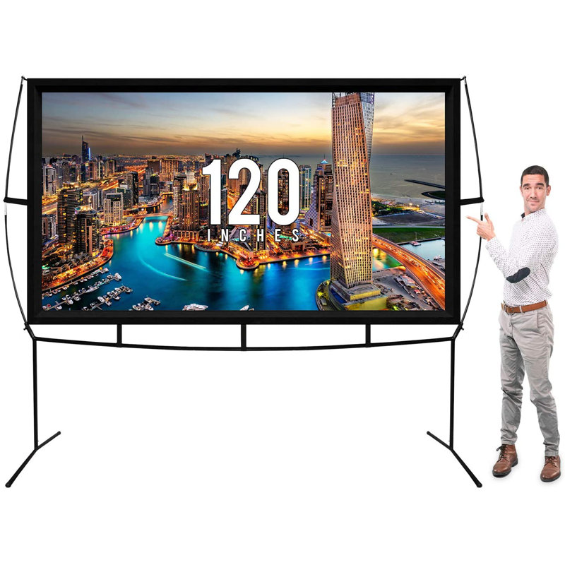 Lloydminster White Portable Projection Screen, 150cm H x 250cm W x 5cm D