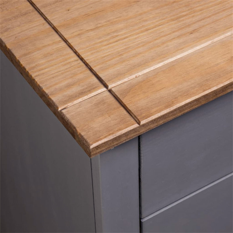 Macias 46cm W Solid Wood Bedside Table, Grey/Brown
