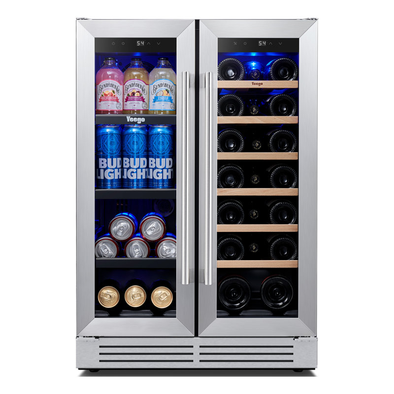 Yeego 24'' Dual Zone Wine & Beverage Refrigerator 20 Bottle &60 Can Wine Cooler