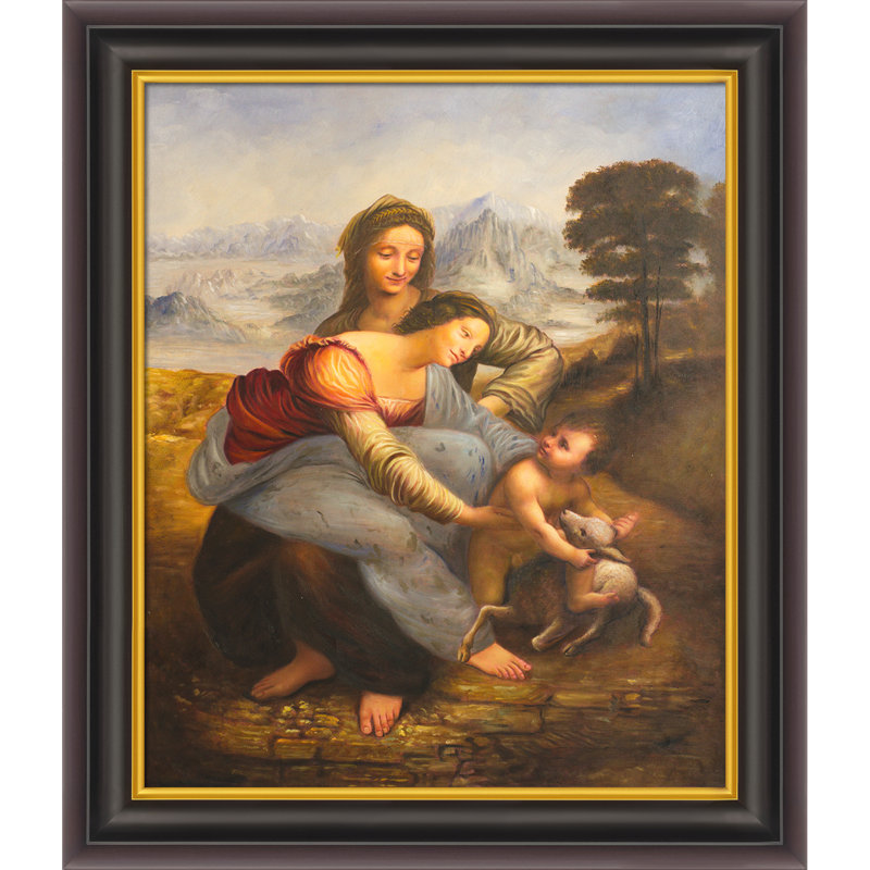 "La Vierge et l'enfant" par Leonardo Da Vinci - Reproduction d'art sur toile encadrée, H 26 po x l 30 po x P 2 po