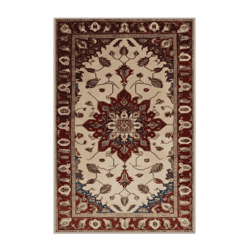 Machine Washable Persian Brown Area Rug, Rectangle 7' x 9'