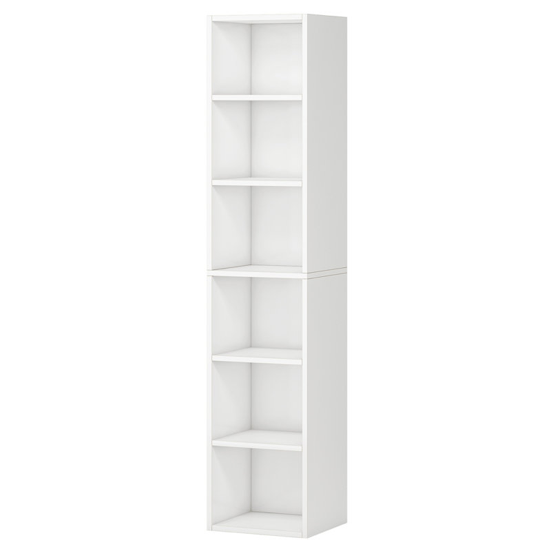 Bibliothèque à coins étroits 70,9 "à 6 niveaux pour salon, Blanc