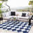 Outdoor Plastic Straw Rug – Waterproof Checkered Patio Rug with Non-Slip Backing, Modern Geometric Design for Backyard, Balcony, Camping, Picnic-1749606137