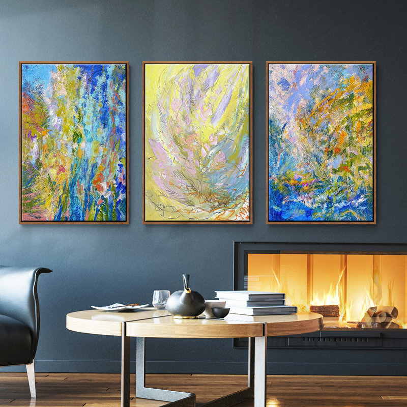 " Fledgling I " 3 - Pieces, 40" H x 78" W, Walnut Framed