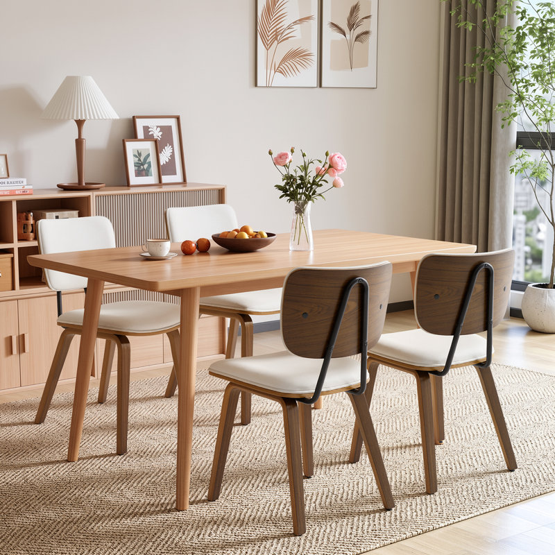Chaise de salle à manger moderne de style Mid-Century 18,9 po, ensemble de 4, chaise d'appoint rembourrée avec coussin de siège rembourré et dossier incurvé