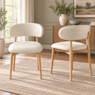 Chaise d'appoint rembourrée en bois massif (ensemble de 2)