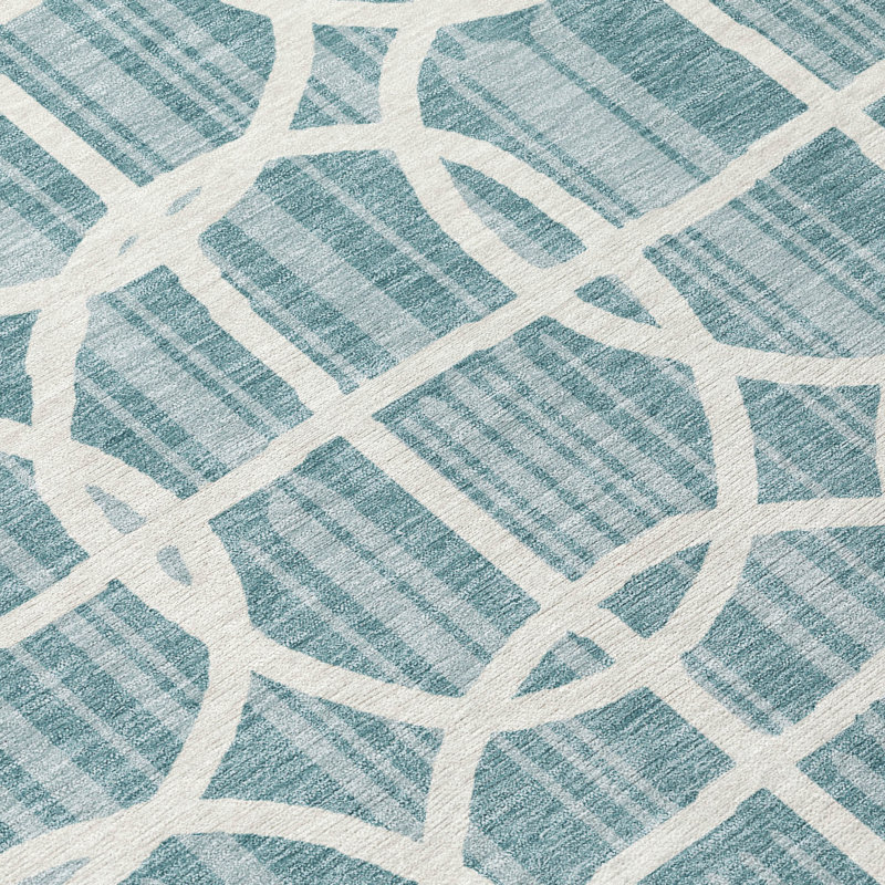 Machine Washable Indoor/Outdoor Chantille ACN2769 Geometric Rug, Teal, 8' x 10'