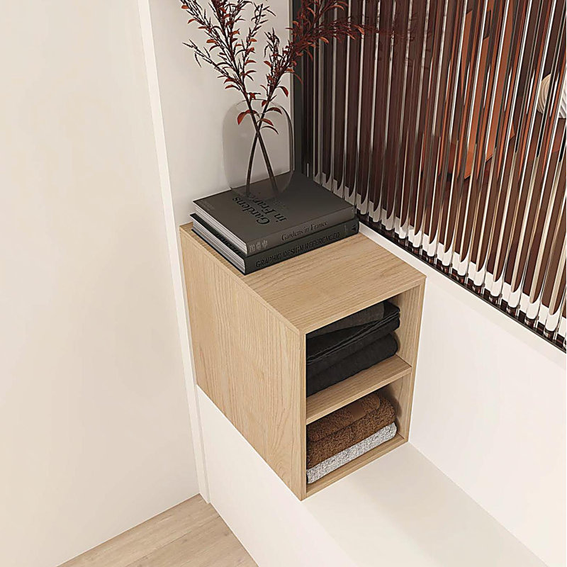 12 Inch Small Wall Mounted Storage Shelves, Suitable For Small Bathroom, Natural 