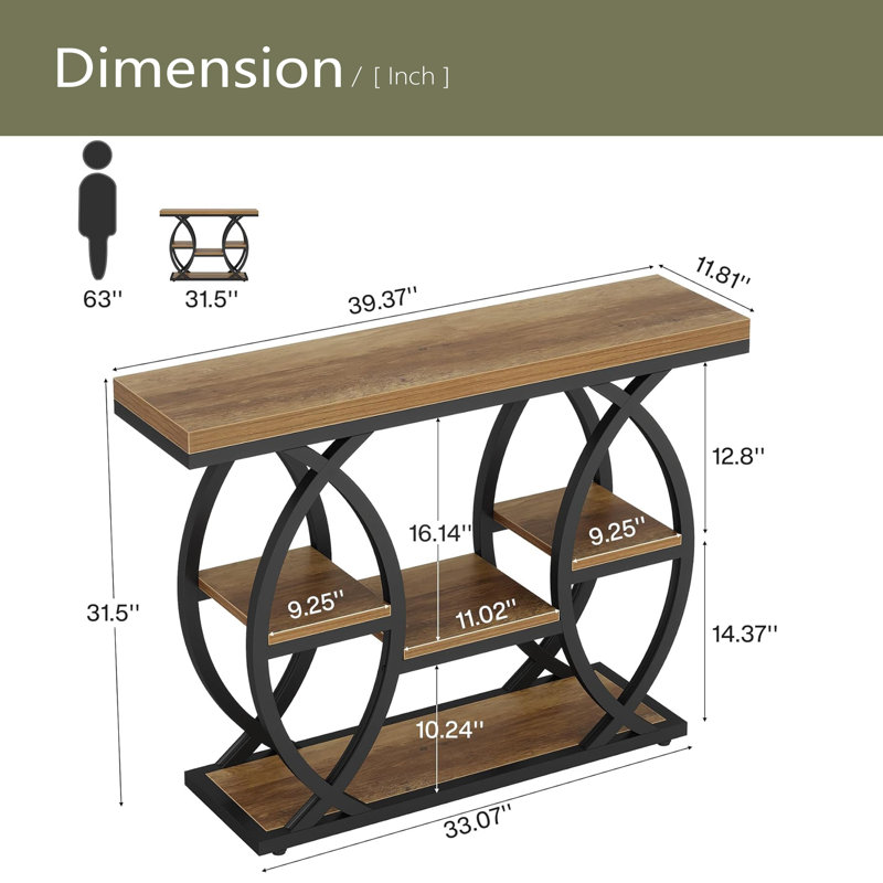 Table d'entrée stable, console, canapé, table d'appoint, Brun