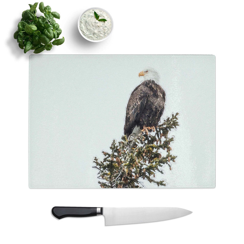 Tempered Glass Bald Eagle High in a Tree Chopping Board, 28.5 cm W x 20 cm L
